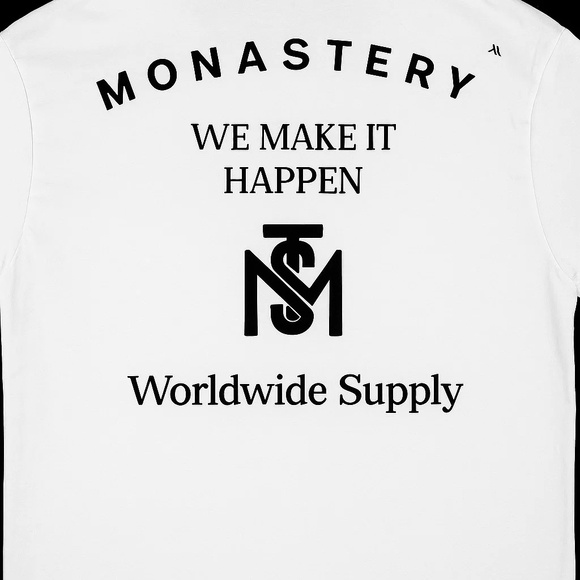 Monastery White Logo T-Shirt – Size Medium - Picture 2 of 2